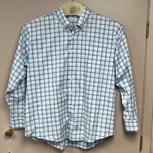 Peter Millar Mens XXL Blue Pink Plaid Long Sleeve Button Down Shirt Cotton Blend